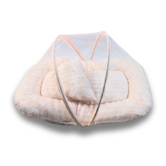 Baby Bed with Mosquito Net & Round Pillow