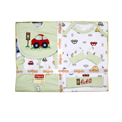 6-Piece Newborn Baby Gift Set-Green & White Car Design