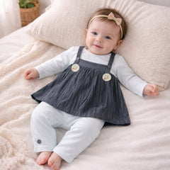 Baby Girl Long Sleeve Top with Pinafore Dress