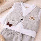 Infant Boys formal 3-Piece Winter Suit with Vest & Bow Detail