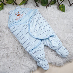 Baby Hooded Character Swaddle – Blue