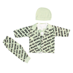 Little Gentleman Newborn 4-Piece Printed Bow Suit