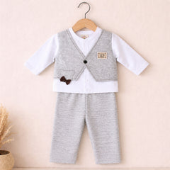 Infant Boys formal 3-Piece Winter Suit with Vest & Bow Detail