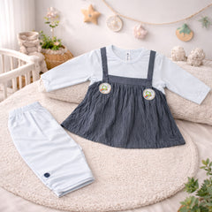 Baby Girl Long Sleeve Top with Pinafore Dress