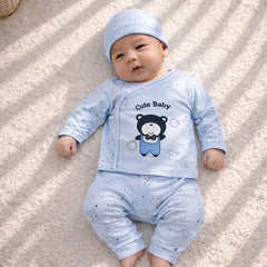 New Born Unisex 3-Piece Suit - Cute Bear Print