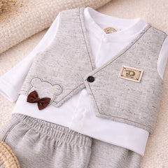 Infant Boys formal 3-Piece Winter Suit with Vest & Bow Detail