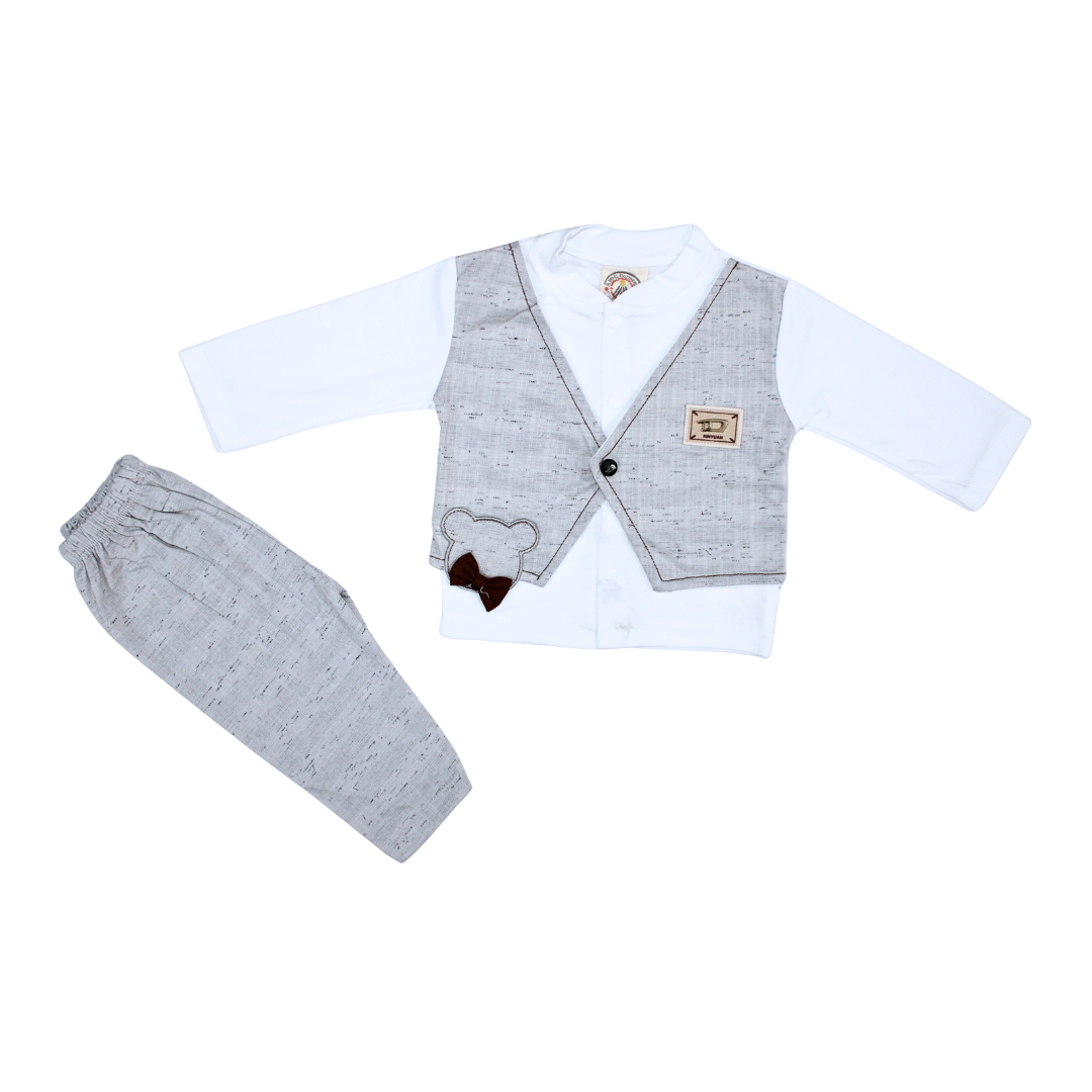 Infant Boys formal 3-Piece Winter Suit with Vest & Bow Detail