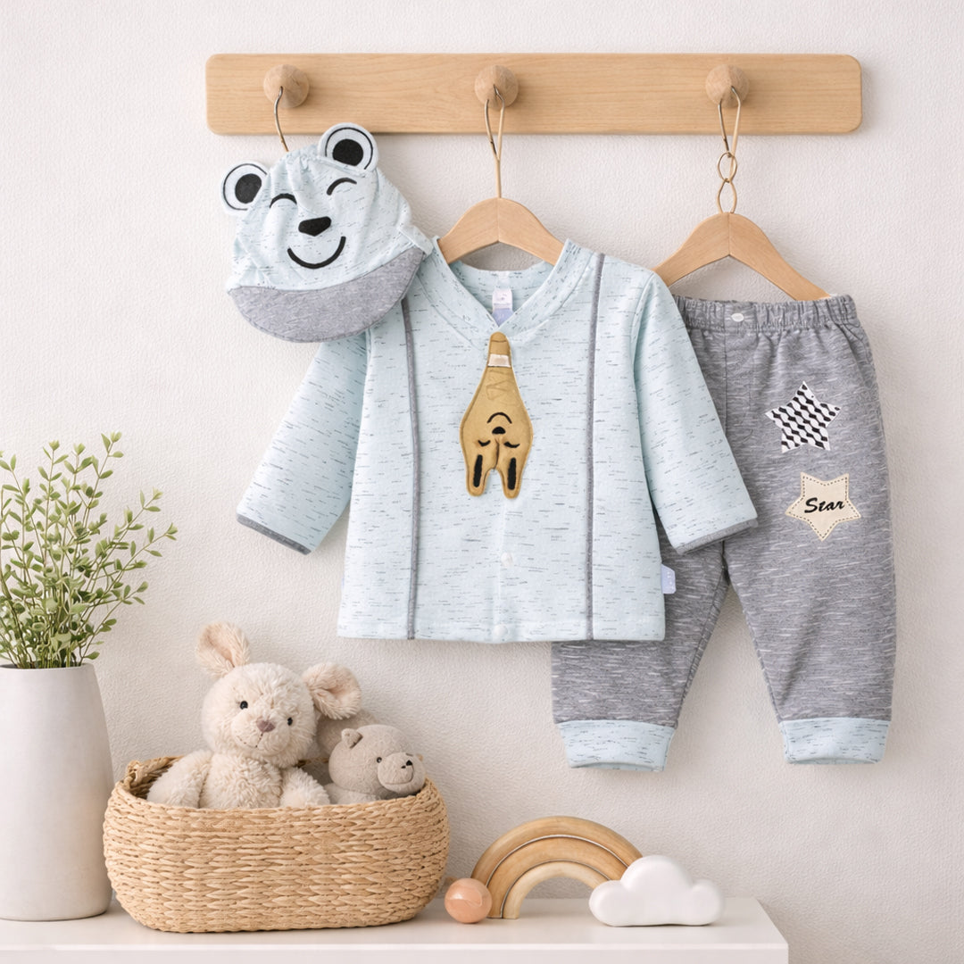 New Born Unisex 3-Piece Cotton Suit
