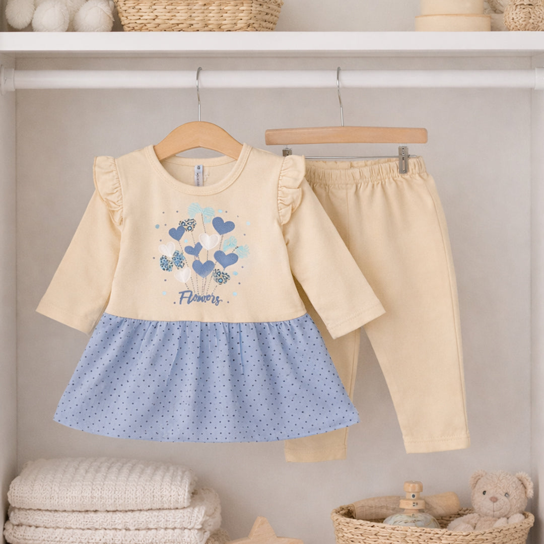 Infant Girls Floral Ruffle Top & Legging Cotton Set