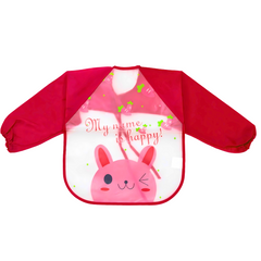 Shirt-Style Baby Apron Kitty- Pink